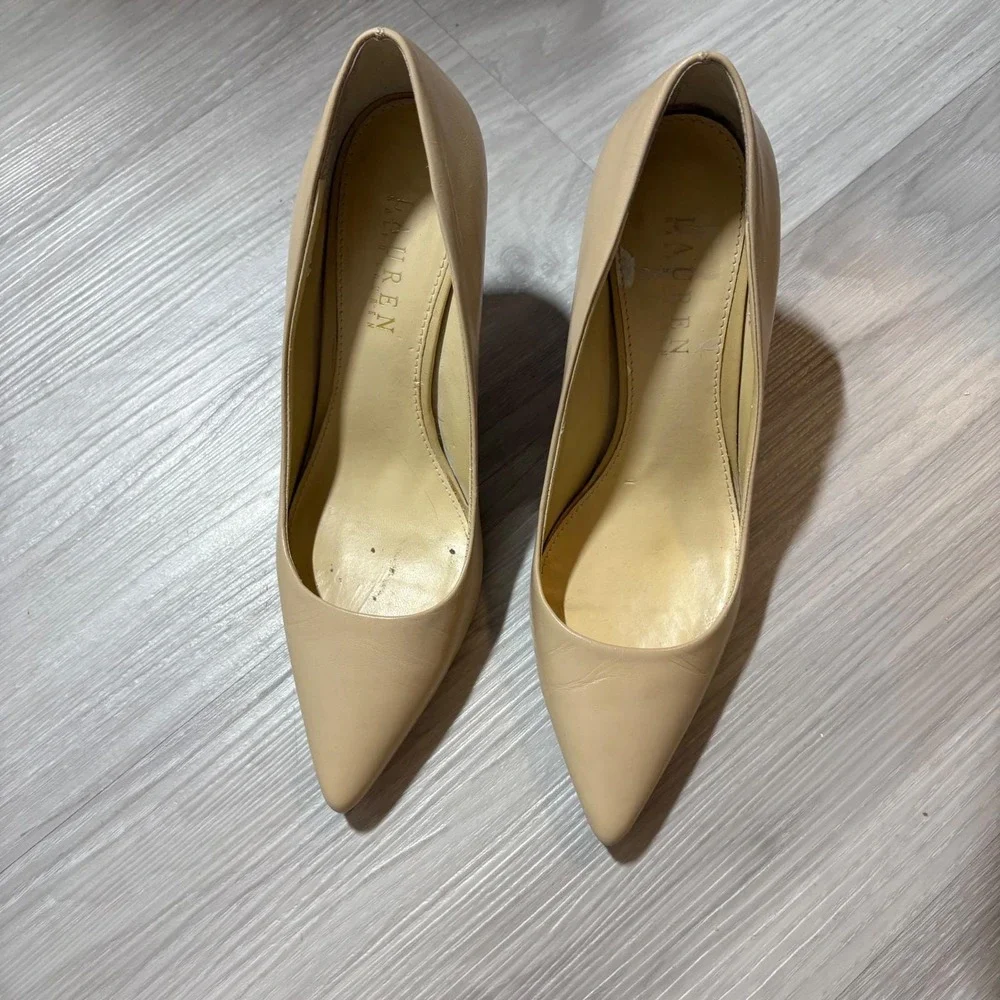 Lauren Ralph Lauren Nude Pointed-Toe Stiletto Heels